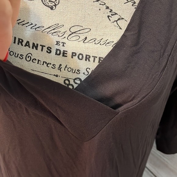 Eileen Fisher Dress Boxy V-neck Short Sleeves Brown Size Large System - Picture 3 of 10